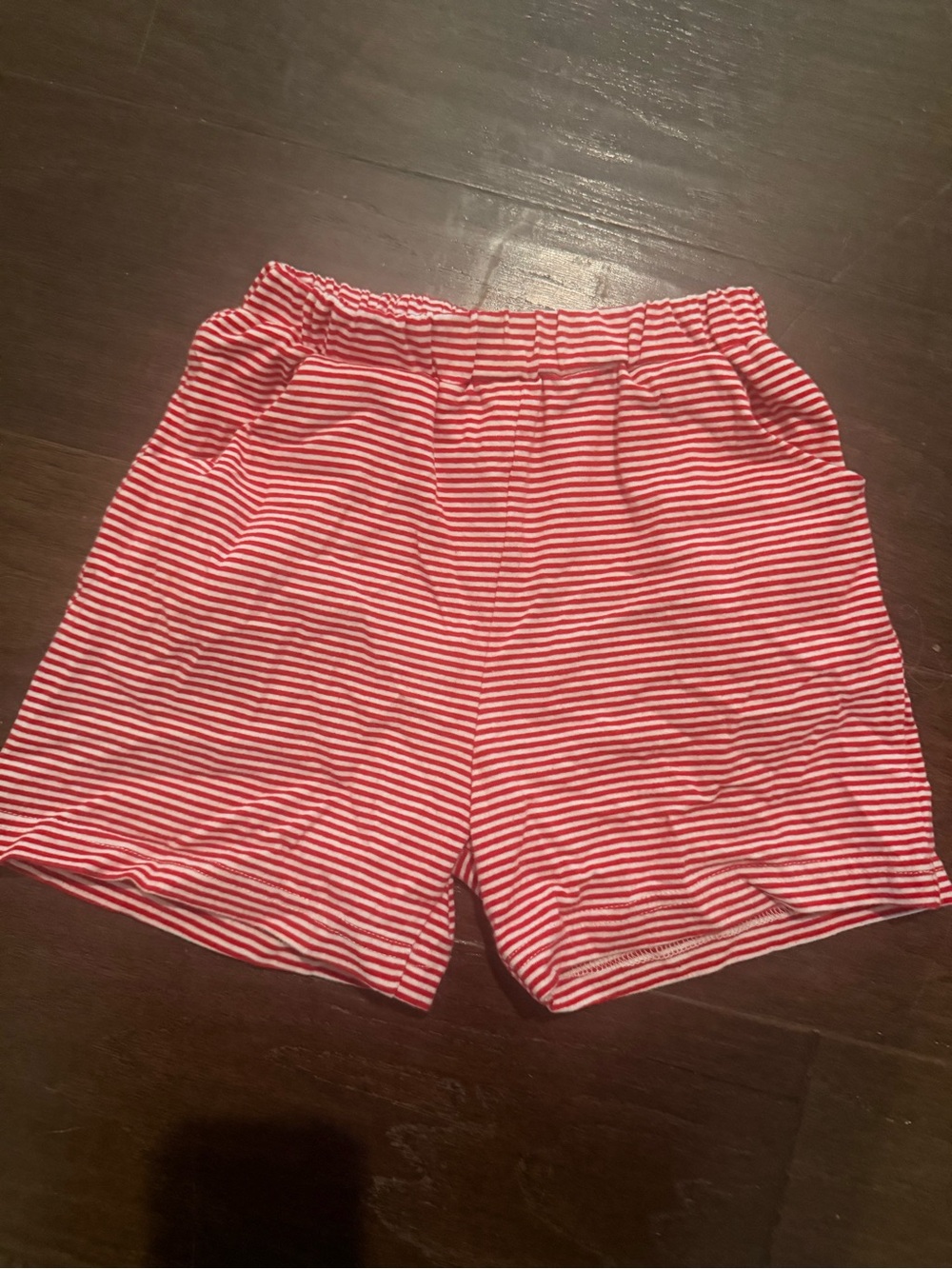 Kids Red & White Striped Shorts - Elastic Waist